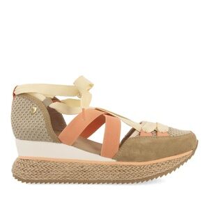 NWT Gioseppo BEIGE SPORTS SANDALS WITH WEDGE / rubber and raffia